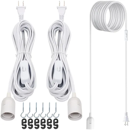 Vista 15 de JACKYLED Cable de extensión colgante para farol, UL 12 pies, E26 E27, interruptor de encendido/apagado, iluminación colgante para cocina