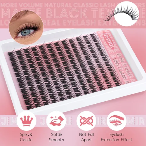 Vista 4 de Extensiones de pestañas en racimo naturales, racimos de pestañas suaves de 9-12 mm, pestañas individuales de volumen, 132 piezas, racimos