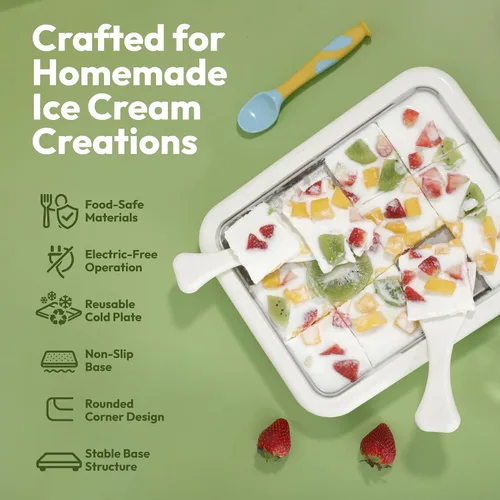 Vista 4 de Máquina de helados enrollados, rodillo de bandeja de congelación instantánea para rollo de helado casero de yogur congelado y sorbete de gelato