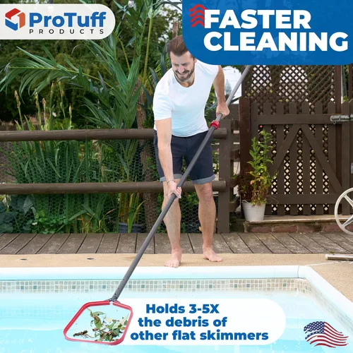 Vista 4 de ProTuff Red Recolectora Plana de Piscina – 2 Años de Reemplazo Gratuito Incondicional – Red Plana Resistente, Malla Fina para Hojas, Limo y Polen