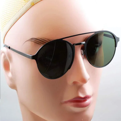 Vista 2 de OSSAT Gafas de sol ovaladas con marco de metal Lente espejada clásica neutral