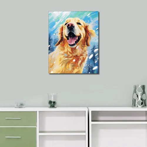 Vista 2 de TUMOVO Pintura por números para adultos, Golden Retriever, pintura por números, pintura acrílica DIY para adultos y niños, pintura por números niños