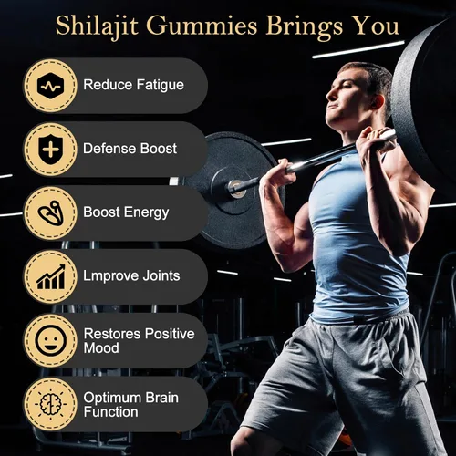 Vista 5 de Gomitas Shilajit para hombres y mujeres, gomitas naturales de Shilajit del Himalaya ricas en Ashwagandha, Gokshura con más de 85 minerales, sin OMG