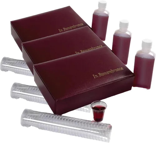 Vista 5 de BROADMAN CHURCH SUPPLIES Juego de comunión portátil, granate, 25 tazas