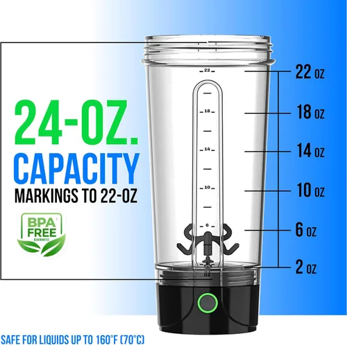 Vista 6 de VELOMIX Botella agitadora de proteínas eléctrica - 24 oz Recargable USB-C Vasos agitadores a prueba de fugas para batidos de proteínas