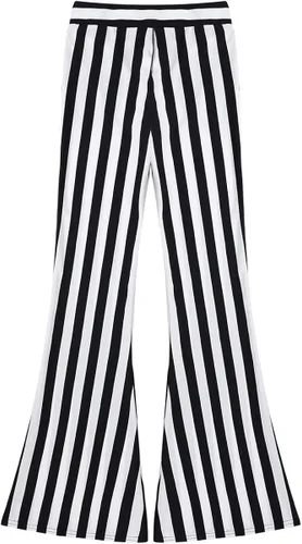 Vista 6 de TiaoBug Pantalones largos de cintura alta con rayas verticales y parte inferior de campana elástica para mujer