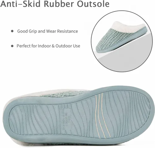 Vista 5 de YALOX - Pantuflas para mujer, cálidas, de espuma viscoelástica antideslizante, cómodas, de algodón para usar en el hogar, dormitorio, interiores