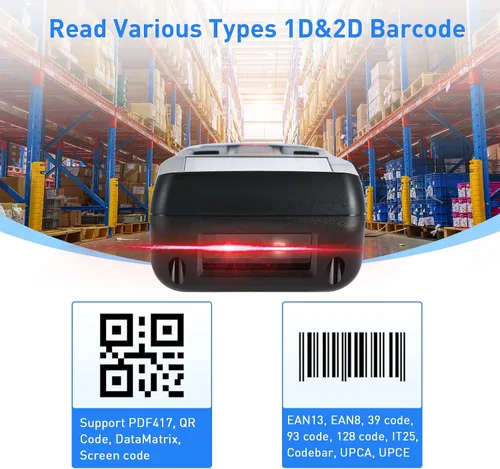 Vista 4 de Escáner de inventario inalámbrico, escáner de código de barras 1D Lector de código de barras de mano para dispositivo de inventario de terminales