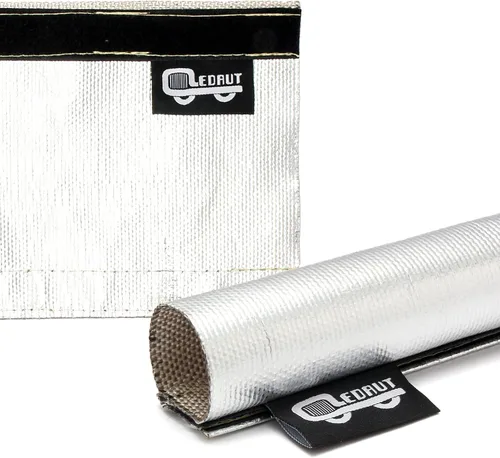 Vista 4 de Funda de calor aluminizada con protección térmica, línea de combustible, cable de calor, 1-1/2 pulgadas de diámetro interior x 10 pies con 20 bridas