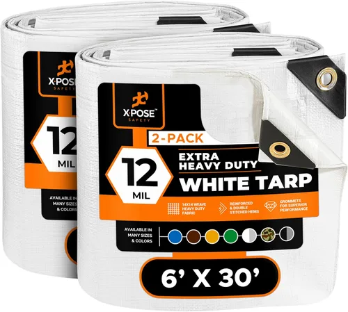 Vista 62 de Xpose Safety Lona protectora de polietileno plateado resistente de 5 x 7 pies - Funda protectora multiusos - Duradera, resistente al agua
