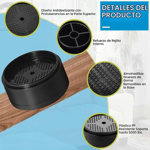 Vista 5 de Elevadores de cama de 1 pulgada, 2 pulgadas, 3 pulgadas, 4 pulgadas de alta resistencia, elevador de muebles ajustable para mesa, escritorio, sofá