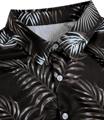 Vista 3 de Verdusa Camisas de manga corta con botones y estampado tropical para hombre