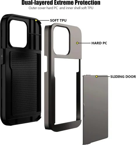 Vista 101 de Nvollnoe - Funda para iPhone 14 con tarjetero [tienda de 5 tarjetas] Negro - Almacenamiento más grande