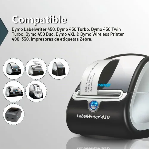 Vista 4 de BETCKEY - Etiquetas de dirección y código de barras compatibles con DYMO 30252 (1-1/8" x 3-1/2") - Compatible con DYMO Labelwriter 450, 4XL,