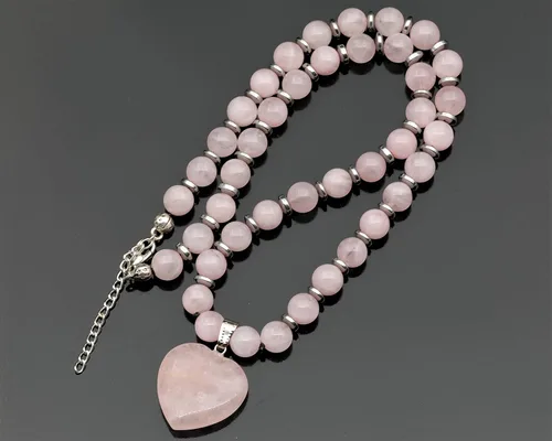 Vista 19 de Colgante de corazón de aventurina natural, Collar de cuentas de aventurina genuina, Collar de piedra verde, Collar de piedras preciosas, Cuentas
