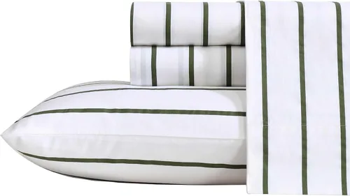 Vista 40 de Nautica - Sábanas, juego de ropa de cama de percal de algodón con funda de almohada a juego, vigorizante y fresco, bolsillo profundo