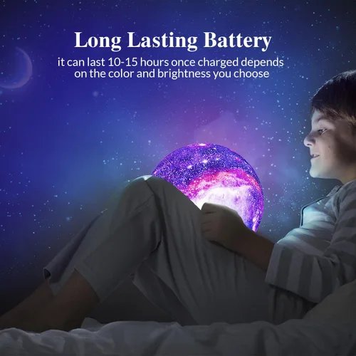 Vista 4 de Himalayan Glow Lámpara de luz nocturna 3D con galaxia y luna, luz de luna NSL de 5.9 pulgadas, 16 colores LED, regalos para niñas, niños, mujeres