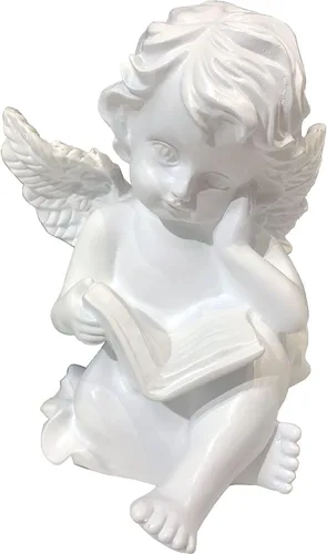 Vista 2 de Estatua de ángel de lectura de 6.5 pulgadas, estatua de ángel de lectura para estantes de libros, estatuilla de ángeles de ángeles para decoración