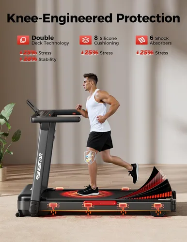 Vista 12 de Treadmill for Home with 25% Auto Incline 8.5MPH Max Speed, 300LBS Capacity, 3.5HP Home Office Treadmills for Running Jogging Walking