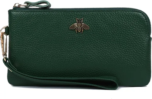 Vista 15 de imeetu Bolso de mano con asa para muñeca de cuero para mujeres, monedero para celular con correa para la muñeca A-manzana verde