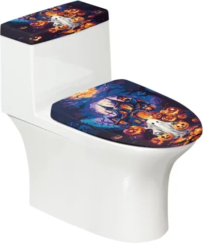 Vista 11 de Funda de asiento de inodoro de mármol blanco dorado para baño, cubierta de tapa de tanque de inodoro suave, 2 piezas, fundas de inodoro con tela