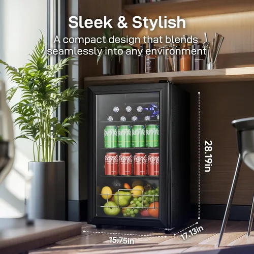 Vista 7 de Anypro Refrigerador y enfriador de bebidas de 2.6 pies cúbicos, refrigerador con puerta de vidrio templado, refrigerador para 126 latas de vino