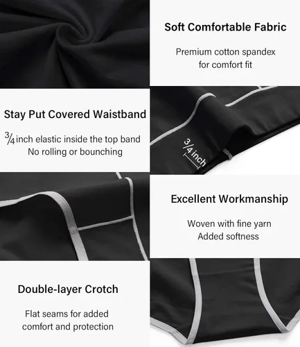Vista 4 de wirarpa - Ropa interior elástica de algodón para mujer cómodas de media cintura pantaletas transpirables Multipaquete