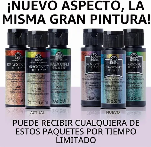Vista 2 de FolkArt Pintura acrílica multisuperficie de esmalte de libélula (2 onzas), 44384, azul-verde-dorado Azul-Verde-Oro