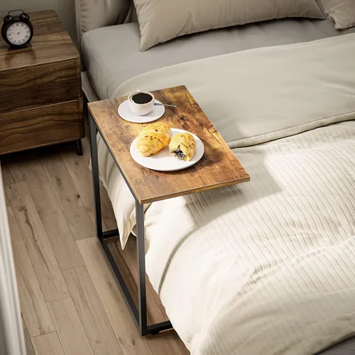 Vista 6 de Pipishell - Mesa auxiliar en forma de C de 27 pulgadas de alto, mesa lateral para sofá deslizable debajo, mesa de sofá en forma de C para sala