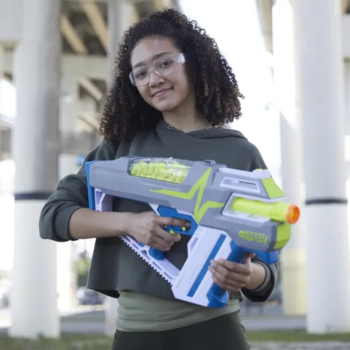 Vista 7 de Nerf Hyper Mach-100 - Lanzador totalmente motorizado, gafas, velocidad de hasta 110 FPS, fácil recarga