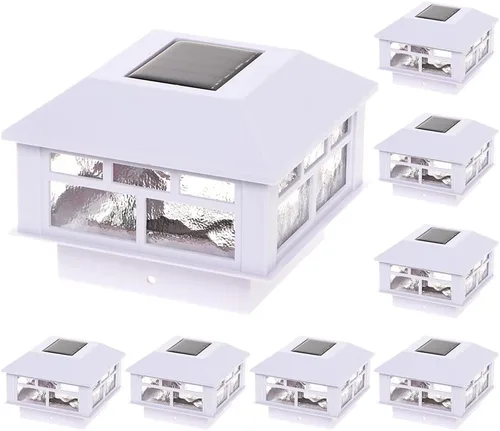 Vista 11 de GreenLighting - Lámpara de diseño moderno accionada con energía solar (2 unidades) de 10 lúmenes para postes de 4 x 4 o 5 x 5 pulgadas (negro)