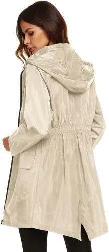 Vista 5 de Lomon - Chaqueta de mujer para la lluvia, impermeable y ligera, con capucha, para exteriores