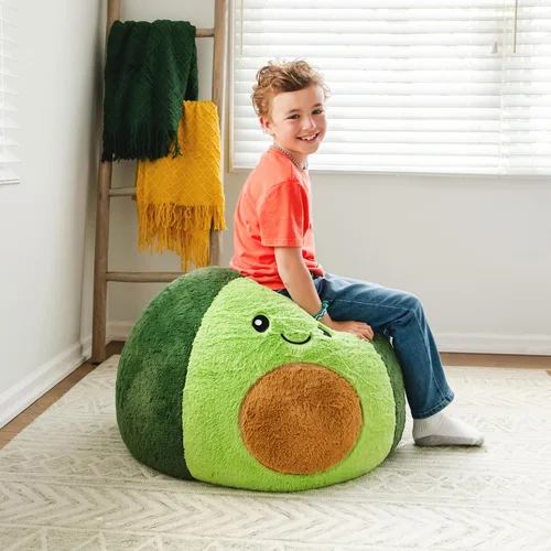 Vista 5 de Big Joe Avocado PlushiPals - Silla de puf súper suave para niños, ultra suave mezcla de poliéster y peluche, 2.5 pies recargable 2.5 feet
