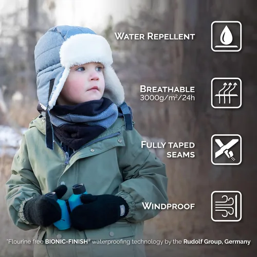 Vista 3 de JAN & JUL Gorro de invierno impermeable para bebés y niños