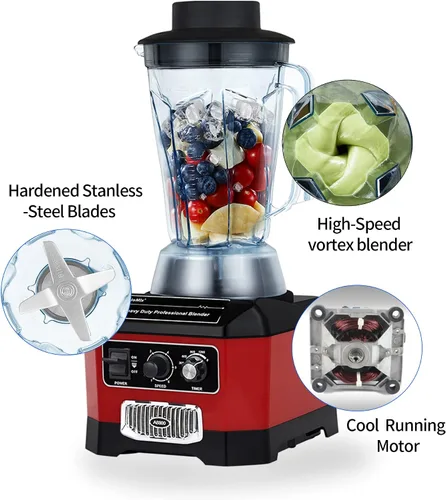 Vista 3 de BioloMix Licuadora comercial resistente, 2200W 60Oz Licuadora profesional de cocina batidos, batidos, hielo y frutas congeladas, contenedor