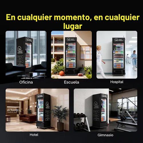Vista 9 de Máquina expendedora, máquina expendedora refrigerada inteligente con lector de tarjeta táctil US360 (Negro, Mini)