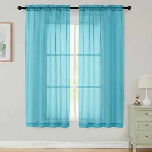 Vista 57 de 2 paneles de cortinas traslúcidas blancas para dormitorio, sala de estar, 96 pulgadas de largo, modernas, suaves, ligeras, con bolsillo para barra
