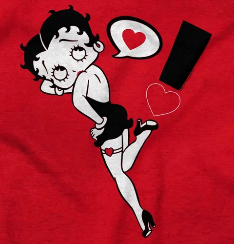 Vista 2 de Brisco Brands Betty Boop Love Heart Exclamation Sudadera con capucha para mujer