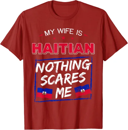 Vista 43 de My Wife Is Haitian Republic of Haiti Heritage Roots - Camiseta con bandera, Negro, S