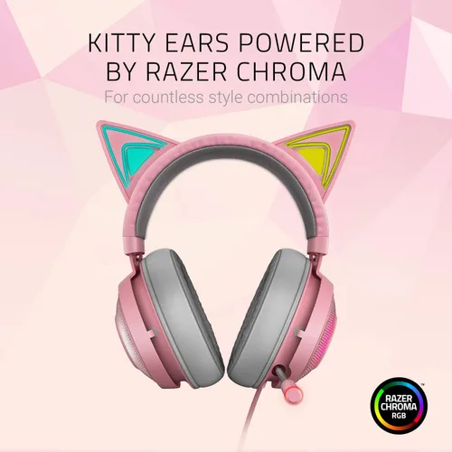 Vista 3 de Razer Kraken Kitty - Auriculares USB RGB para juegos estación base V2 Chroma cuarzo rosa