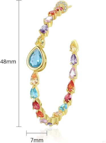 Vista 6 de Delicados aretes de aro grandes chapados en oro con forma de lágrima AAAAA Australia con circonita cúbica AAAAA, joyería de moda para mujeres