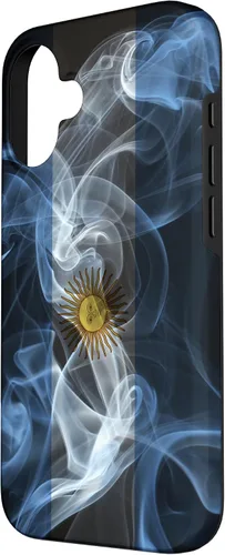 Vista 2 de iPhone 16 Smoky Argentina Flag - Funda de orgullo argentino estilo humo
