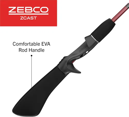Vista 3 de Zebco Z-Cast Casting Fishing Rod, 2-Piece Durable Z-Glass Fishing Pole, Comfortable EVA Rod Handle, Shock-Ring Guides