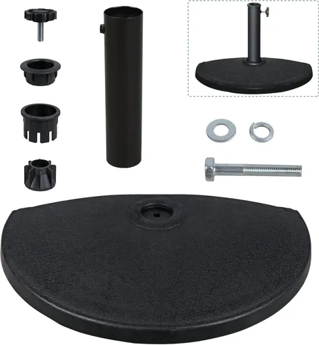 Vista 4 de COBANA Base de sombrilla de patio semicircular, soporte de resina resistente para jardín y piscina, 20 libras