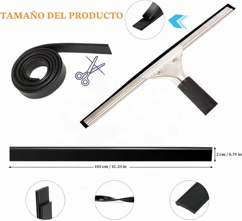 Vista 3 de 2 piezas de cuchilla de goma de repuesto para escobilla de goma de 41 pulgadas, repuesto de escobilla de silicona para el hogar para ventanas