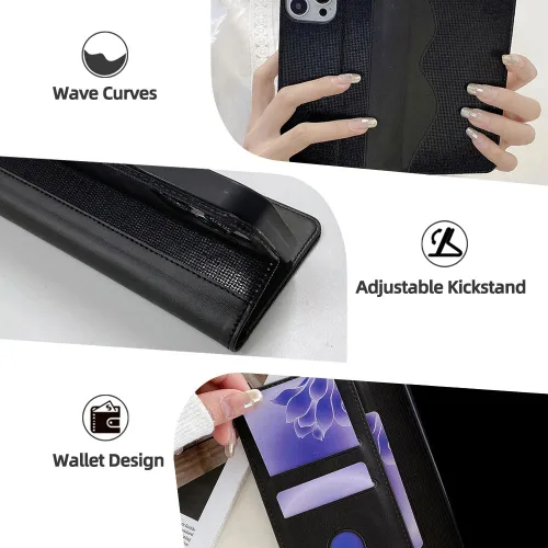 Vista 5 de Case Compatible with Redmi 13X 4G Wallet Card Slot Magnetic Closure Flip Kickstand Black