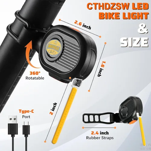 Vista 2 de Luz trasera LED para bicicleta, luz de ciclismo de meteoritos - Múltiples modos, recargable por USB, impermeable, adecuada para la mayoría de postes