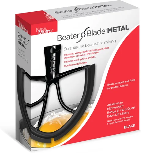 Vista 9 de New Metro Design Beater Blade Metal TH-M Compatible con KitchenAid 4.5-5 Qt Batidora de pie inclinable, color negro