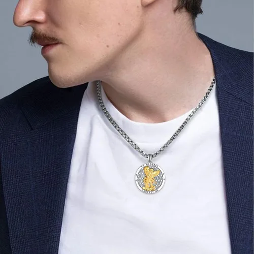 Vista 7 de Collar de San Miguel de plata de ley 925, collar de Arcángel Miguel colgante de San Miguel para hombres, joyería de medalla de amuleto para hombres
