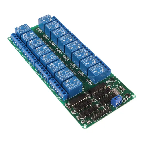 Vista 2 de ACEIRMC 5 V 16 canales Módulo de placa de interfaz de relé con optoacoplado LED LM2576 de alimentación para Arduino Kit de bricolaje PiC ARM AVR